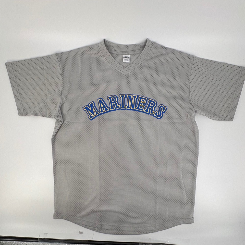 Seattle Mariners Randy Johnson 51 Baseball Jersey Mens Medium Grey Mesh V-Neck